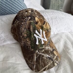 NY Camouflage Baseball Cap with White Logo